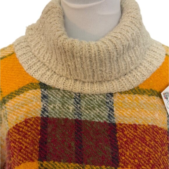 Ruggine Marigold Tunic Poncho Aspen Cape Plaid Pullover Cowl Neck Retro Style - Picture 5 of 12